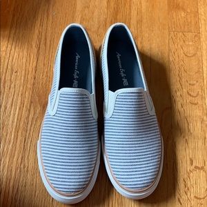 NWT Blue & White striped loafers